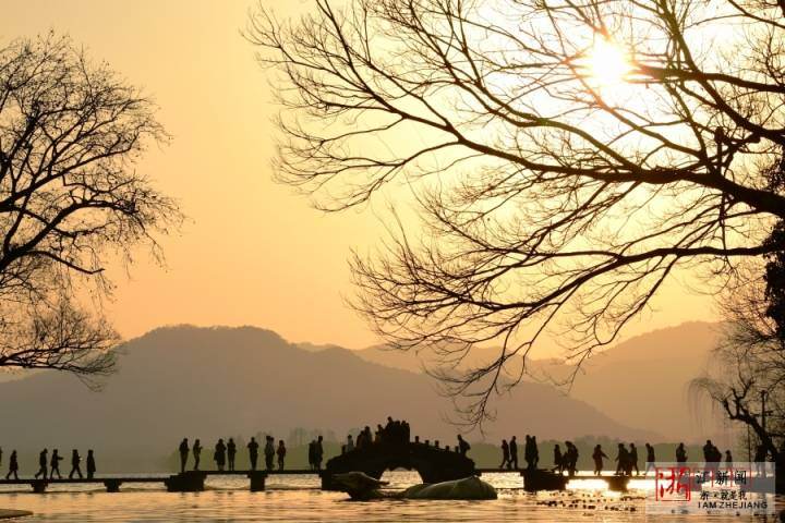 杭州：春節長假落幕 西湖落日迷人